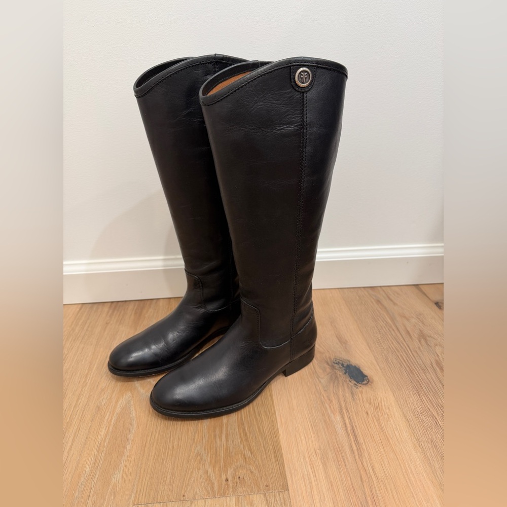 Frye Black Leather Heeled Boots